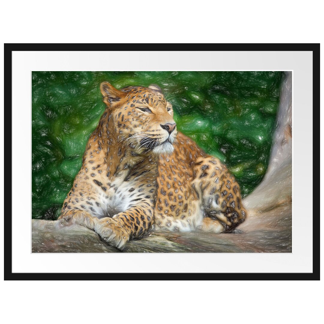 Gerahmtes Papierbild - Fotografie „Leopard in Nature”