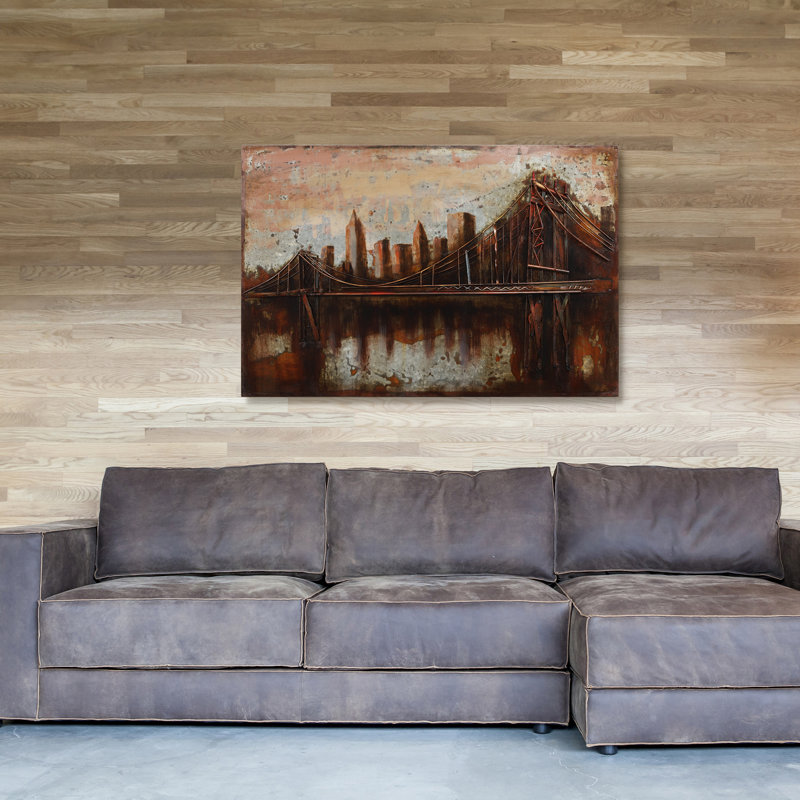 Handmade Industrial Brooklyn Bridge Metal Wall Art