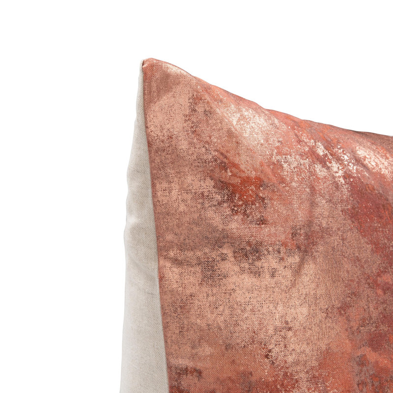 Equilibrium Abstract Linen Blend Throw Pillow, Rose Gold Abstract