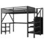 Lit mezzanine en métal avec bureau intégré en forme de L et garde-robe avec éclairage à DEL RVB-2005827699