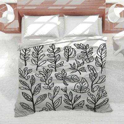 Black Botanical Leaves Comforter