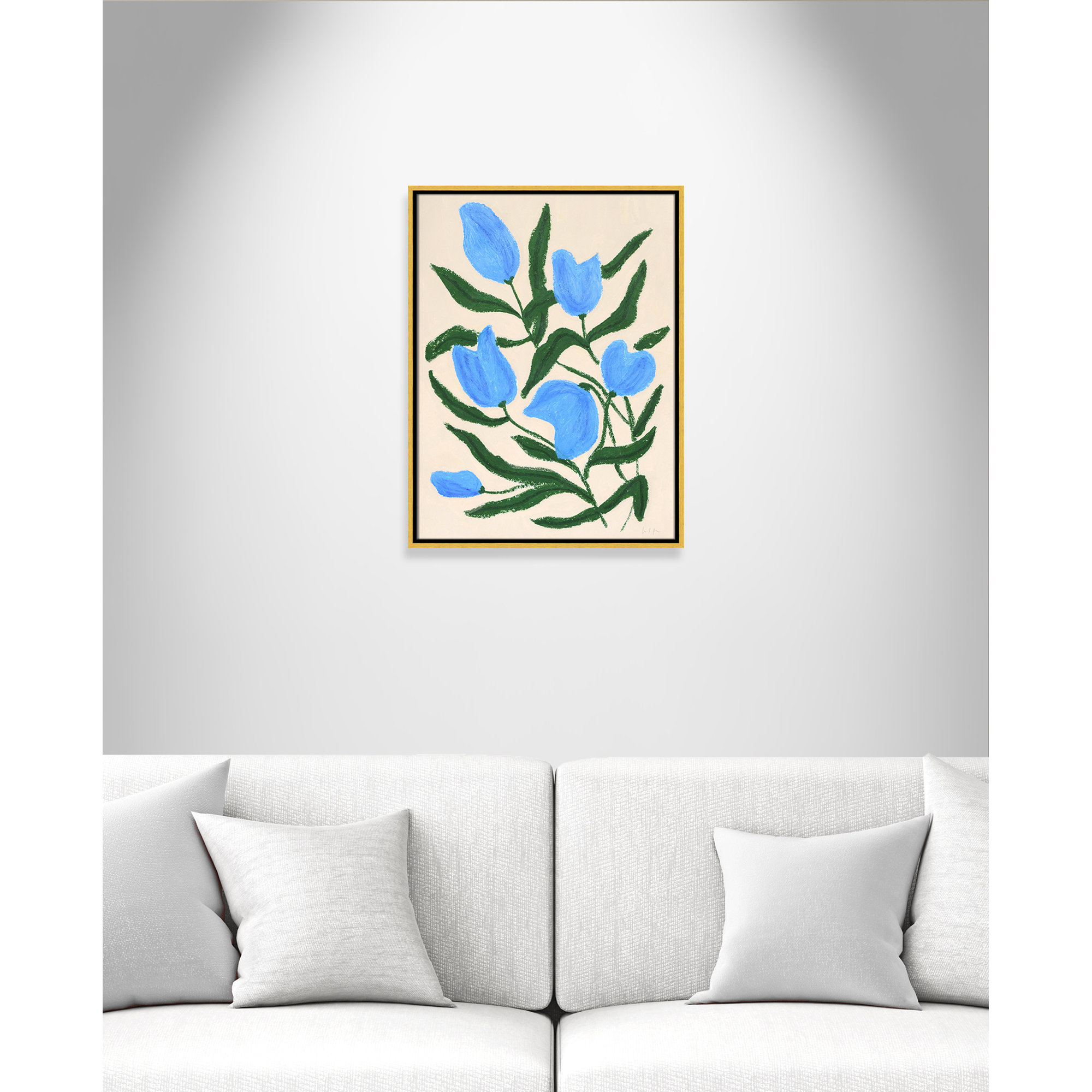 Blue Tulips Print by Camilla Bergqvist, 25.5" H x 19.5" W, Gold