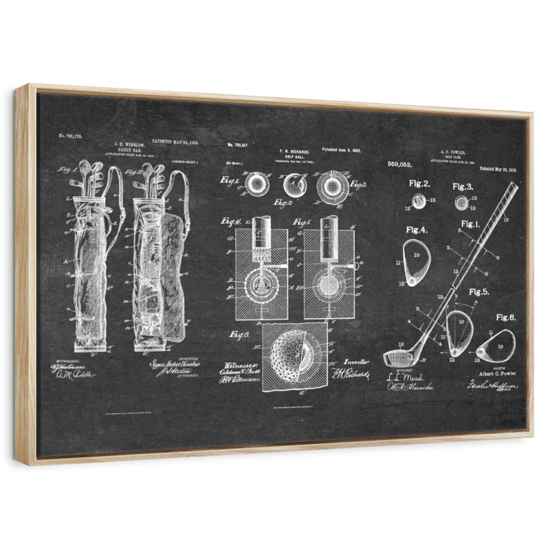 Brevets de golf, Cadre flottant en bois naturel, 40 po x 27 po