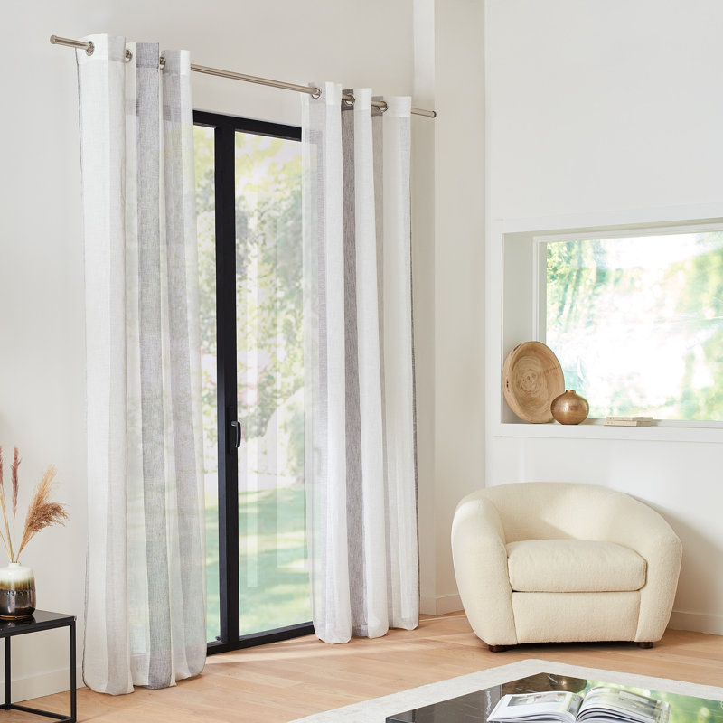 Timeo Sheer Curtain Single Panel, White/Grey