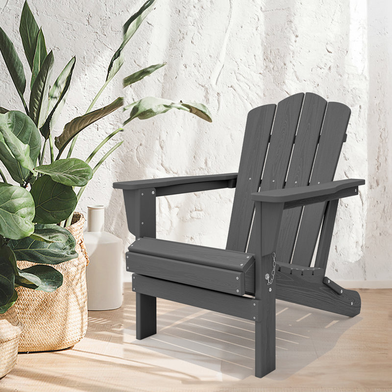 HDPE Folding Adirondack Chair, Gray