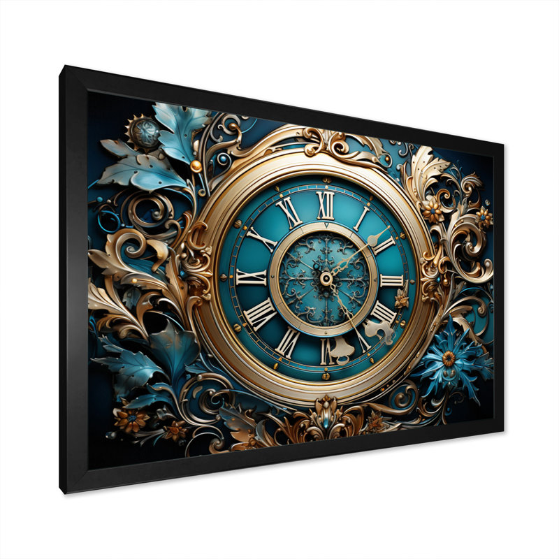 Clock Industrial Elegance II - Fashion Canvas Art Print, H 16 po x l 32 po x P 1 po, Cadre photo noir