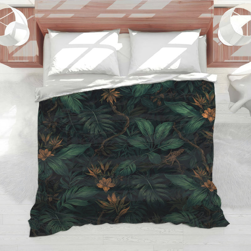 Édredon feuilles et fleurs tropicales, Simple extra long