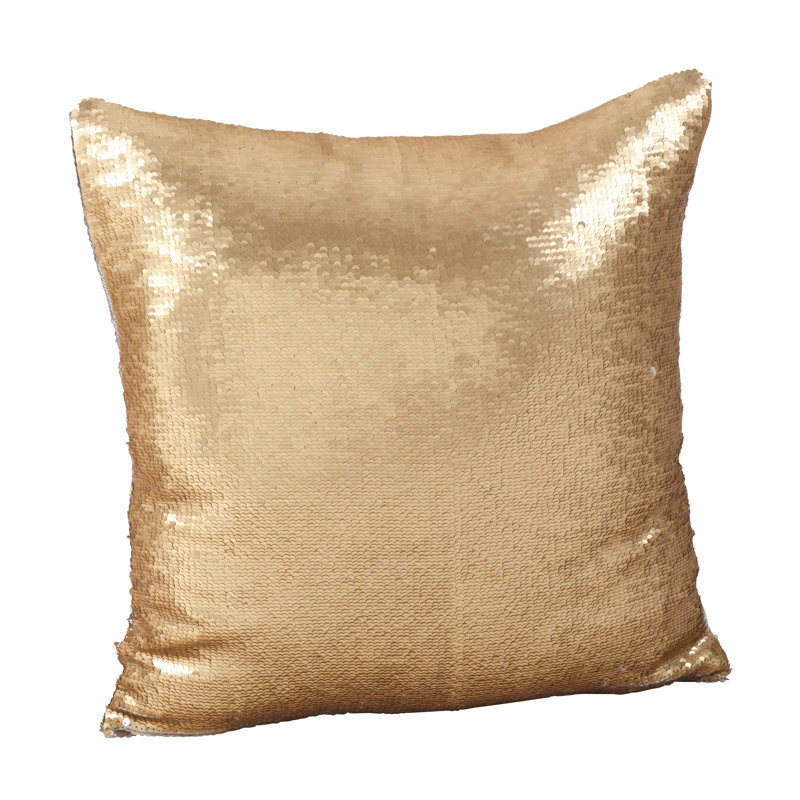 Sirun Sequin Mermaid Throw Pillow, Gold/Silver