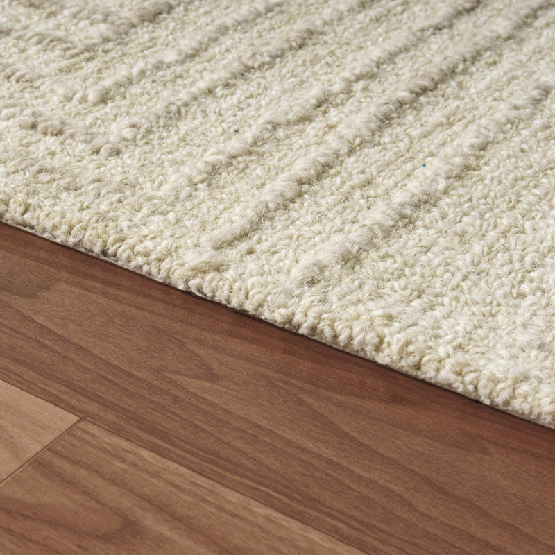 Tapis d'intérieur décontracté en laine naturelle touffeté à la main, Rectangle 2 pi x 3 pi