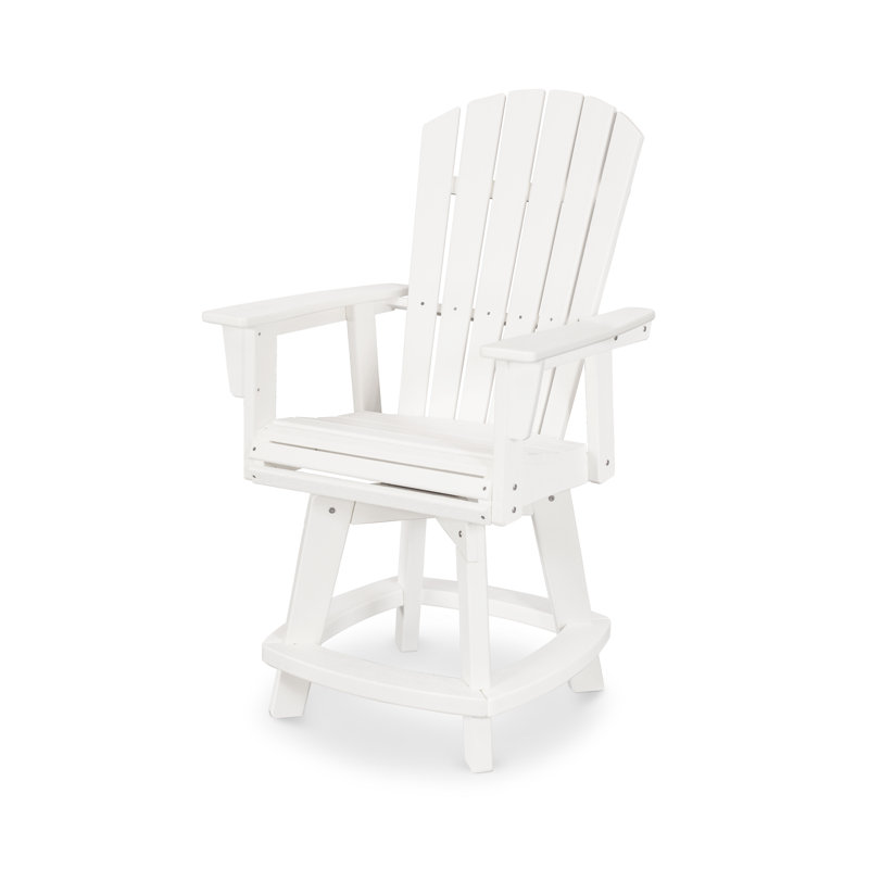 Chaise de comptoir pivotante Nautical Curveback Adirondack, 23,25 po, Blanc