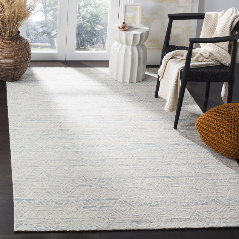 Tapis géométrique en laine tissé à la main Kyle, Rectangle 6 pi x 9 pi