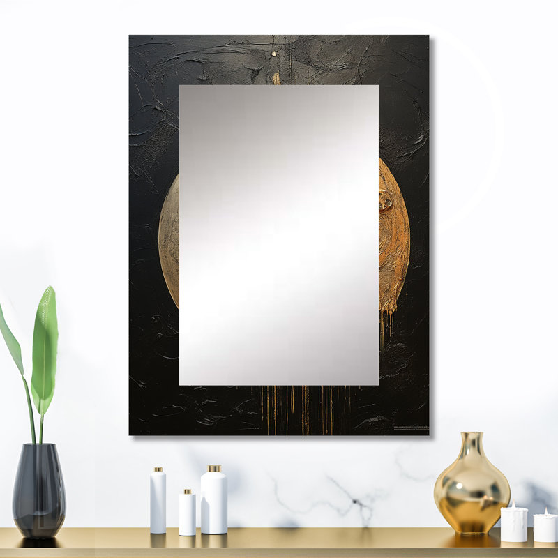 Bronze Moon Beam II - Moon Decorative Wall Mirror, Gold Mirror, Printed Metal Art, 32" x 24"