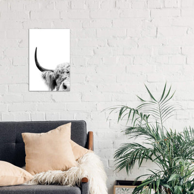 Peeking Cow II - Wrapped Canvas Print