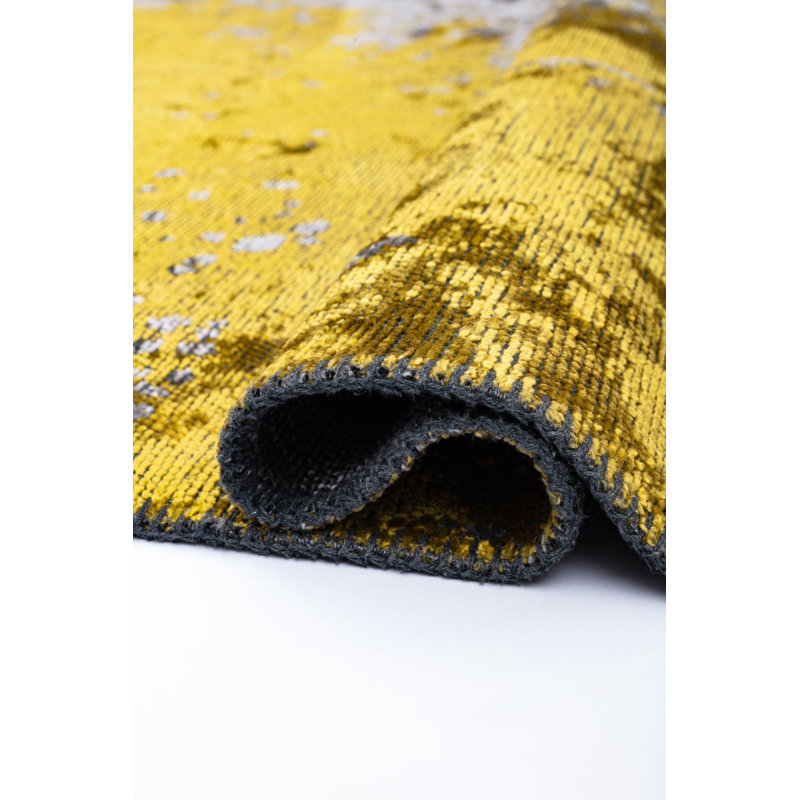 Rapture Gray/Yellow Abstract Luxury Area Rug, Rectangle 7'10" x 9'10"