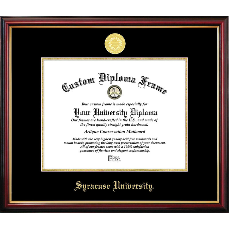 Cadre de petit diplôme de l'Université Syracuse, L 11 po x H 8,5 po, NCAA Syracuse