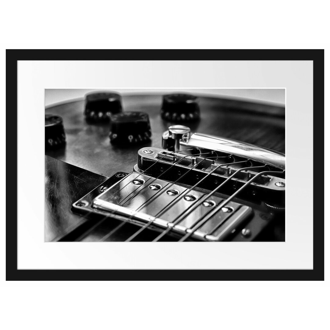 Gerahmtes Poster Black and White Guitar, Gitarre