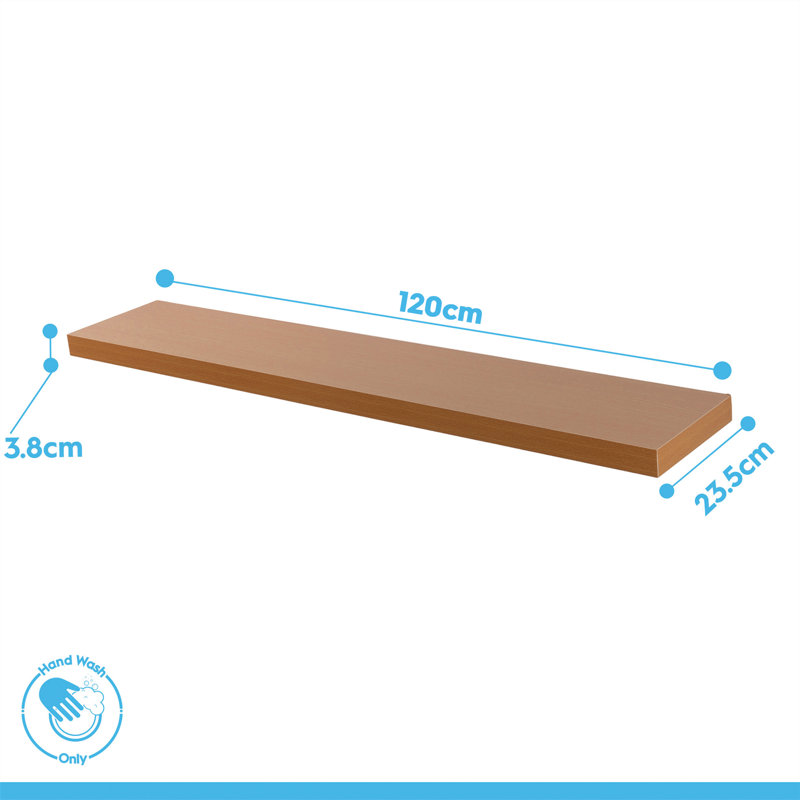Harbour Housewares - Modern Floating Wall Shelf, 4cm H x 120cm W x 23.5cm D, White