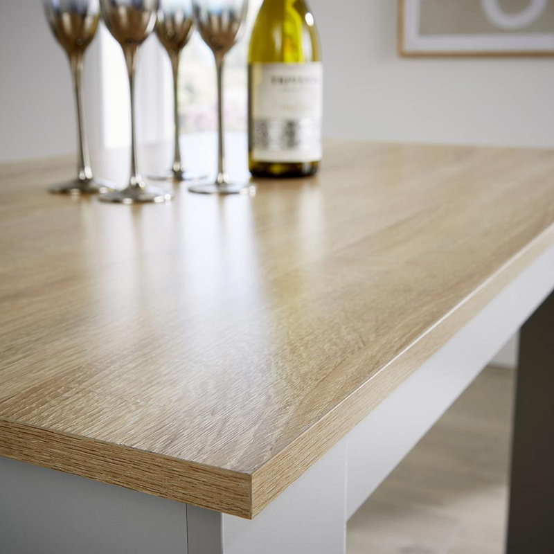 Dining Set Table Benches Wooden Unit Kitchen Furniture Seats 4 Two Tone, Grey