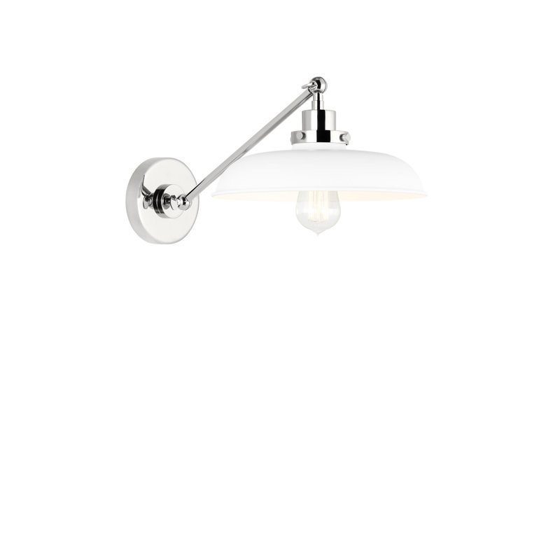 Wellfleet 1 - Light Armed Sconce, Matte White, Polished Nickel