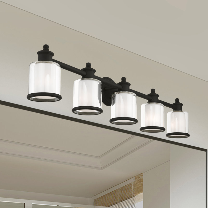 Éclairage pour salle de bain 5 lumières à intensité variable Allysa, Noir