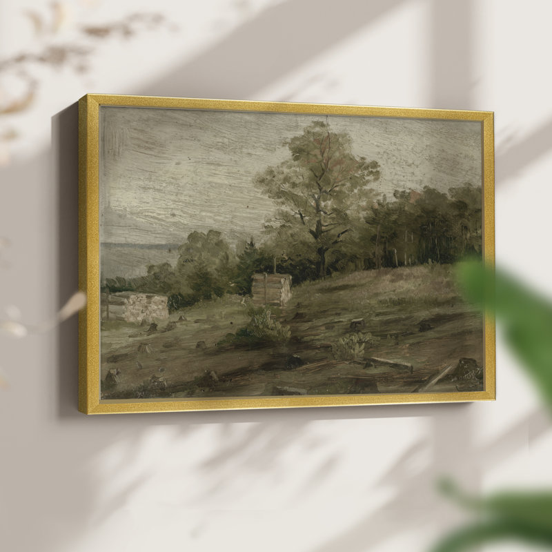 Paysages rétro - DCXCI - Reproduction encadrée - Restickable, H 16 po x l 20 po, Doré