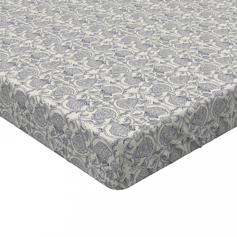Microfiber Floral Fitted Sheet, Twin XL Fitted Sheet, Gray Floral