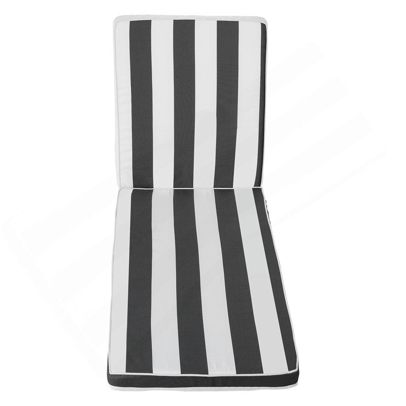 Set Of 2 Outdoor Chaise Lounge Chair Cushions Waterproof Thick, Black Striped, 24.8" H x 16.14" W x 9.84" D