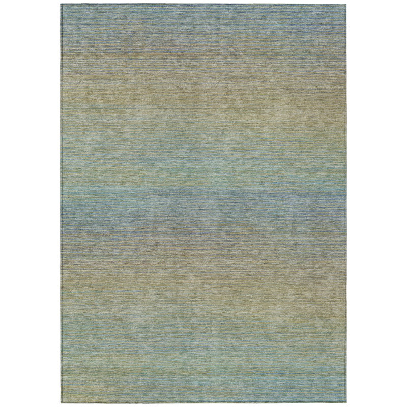 Tapis intérieur lavable rayé bleu 3 pi x 5 pi