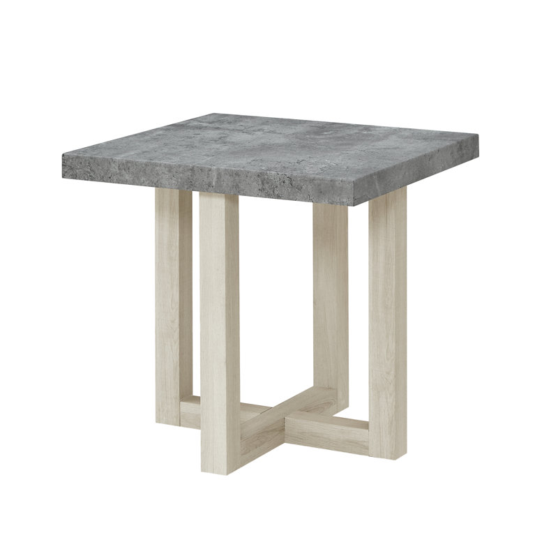 Table de bout contemporaine Luno, H 22 po x l 22 po x P 22 po, Gris / Blanc, Sans décalque / conception stratifiée
