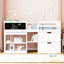 Lit mezzanine simple bas blanc avec bureau, tablette, tiroirs - Qualité de fabrication solide et bureau en bois pour un espace de chambre fonctionnel-980336412