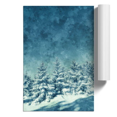 Winter Forest Painting - Frameless Print