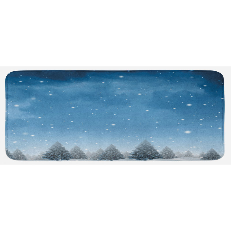 Tapis de cuisine bleu ciel et forêt de pins