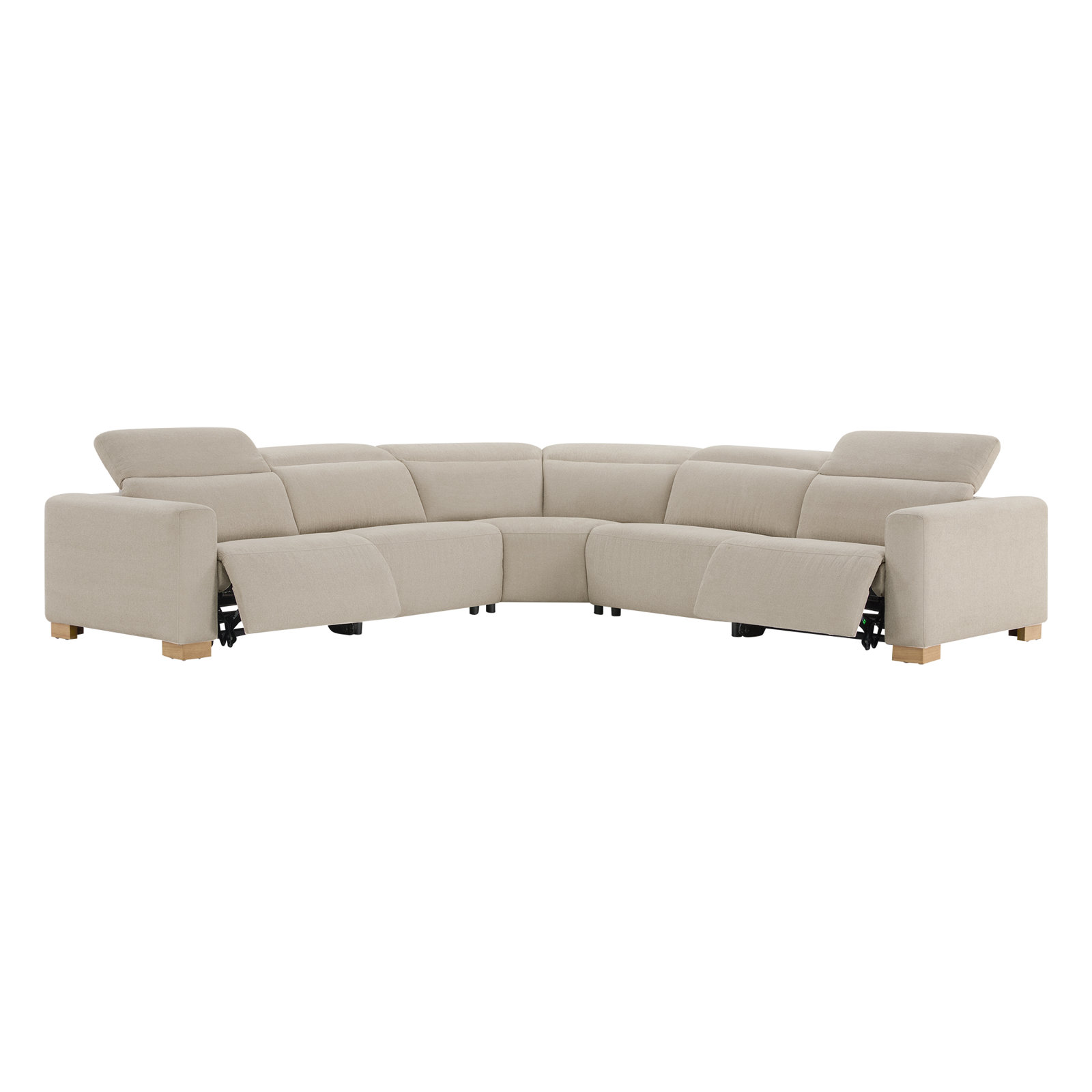 Upholstered Power Reclining Sofa With Adjustable Headrest, Pacific Ecru Performance Chenille