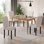 Ensemble de 4 chaises de salle à manger rembourrées en tissu avec dossier haut, chaise de restaurant en cuir avec siège rembourré et pieds en bois pour la cuisine