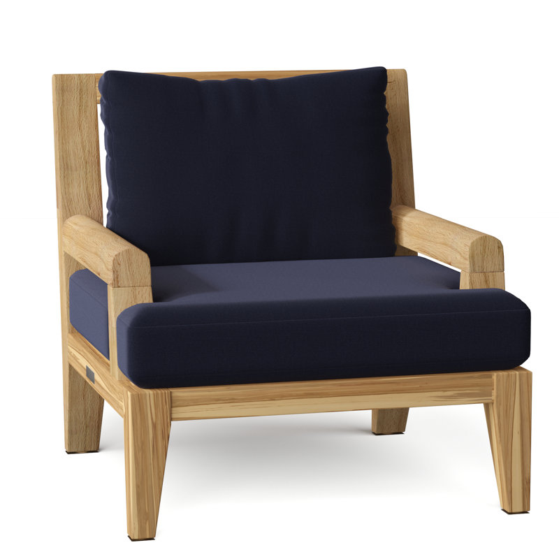 Mendocino Outdoor Teak Armchair, Canvas Navy Sunbrella® Canvas