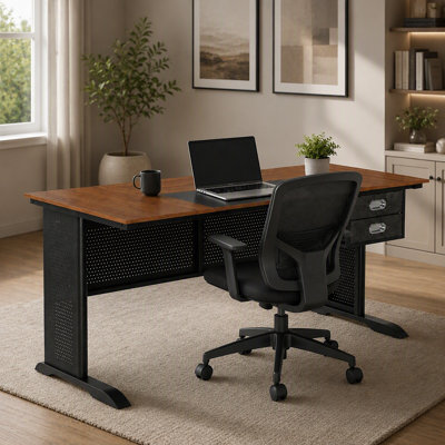 63 Inch Modern Computer Desk with 2 Drawers, Durable Metal Frame for Home Office and Gaming, Spacious and Stylish Design