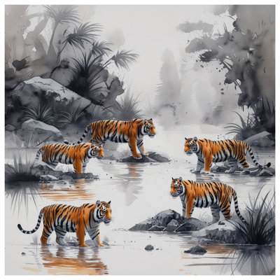 Housses de couette Tigers In Jungle Stream