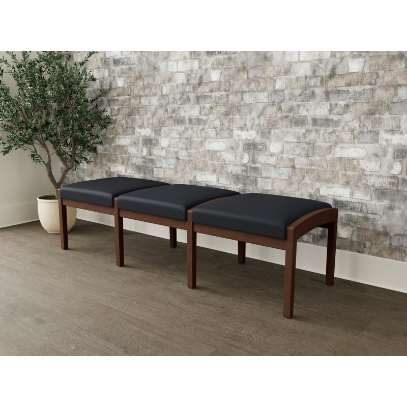 Banc en bois 3 places Lenox, Noyer Riftwood, Noir Modena