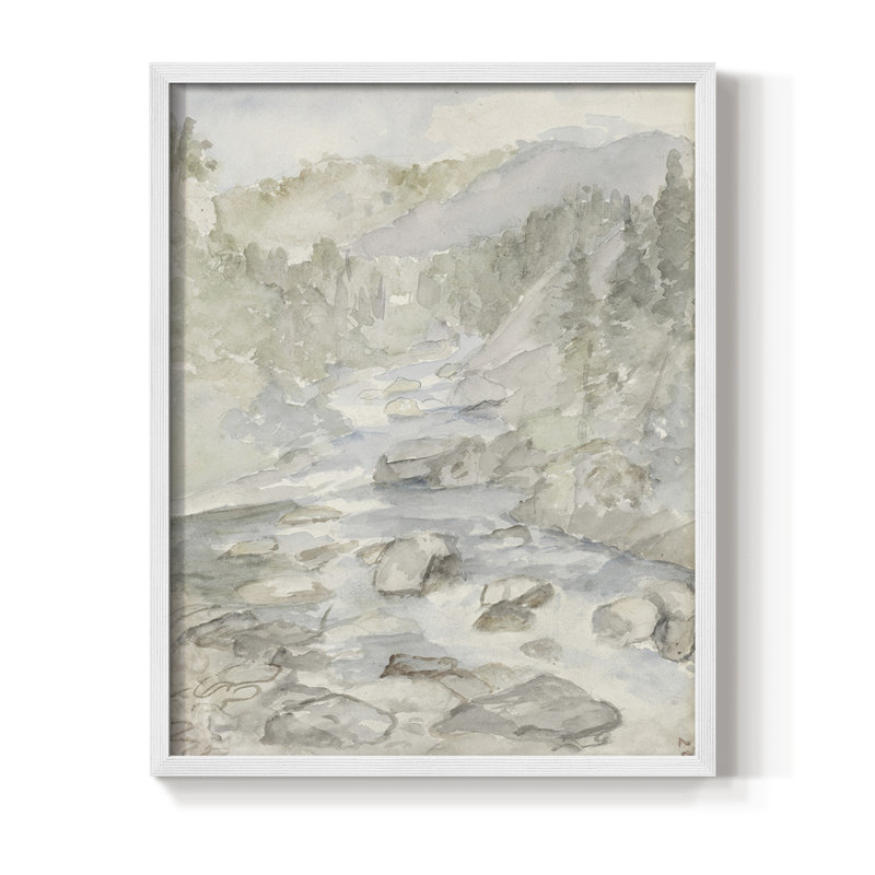 «Vintage Landscape CXVI», reproduction encadrée - bois massif, H 11 po x l 9 po, Blanc