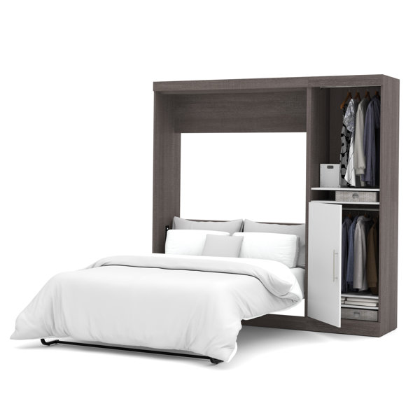Murphy Bed, Hideaway Bed, Space Saving Furniture, Wall Bed, Horizontal  Wallbed, Bed Frame Only, Manual Fold, Size-Queen, White