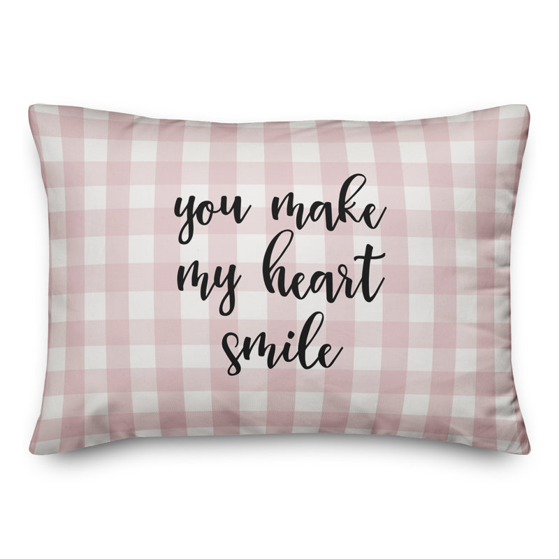  Coussin You You My My Heart Smile, Noir / Rose