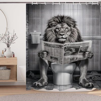 Drôle de rideau de douche Lion, ensemble de rideaux de douche Fancy Humor Leo