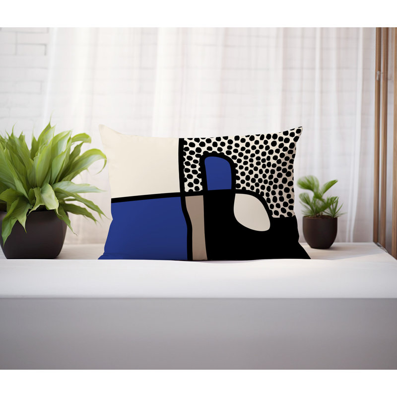Coussin lombaire réversible intérieur / extérieur Jai Abstract, H 18 po x l 25 po, Marine