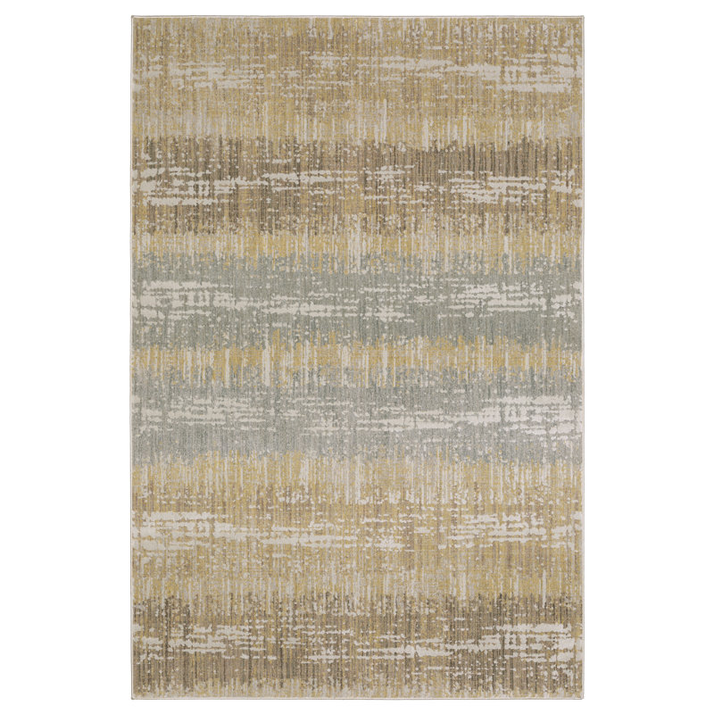 Michels Distressed Stripe Gold/ Brown Area Rug, Rectangle 3'3" x 4'12"