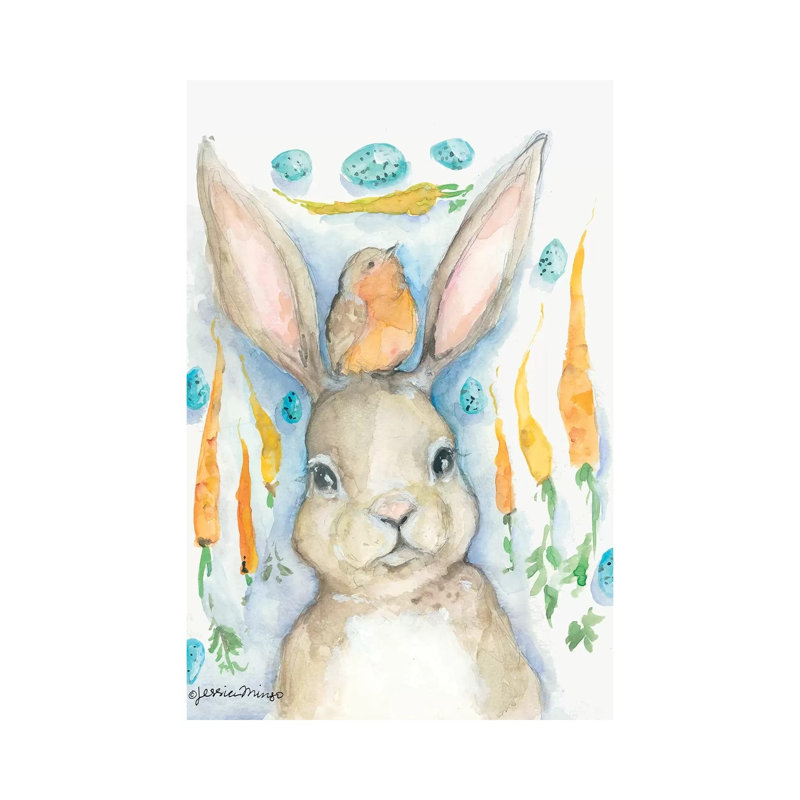 Rabbits And Carrots Oh My by Jessica Mingo - Wrapped Canvas Painting, 20.32 cm H x 30.48 cm W