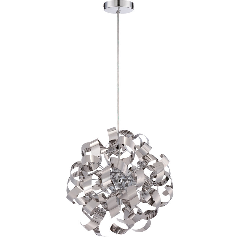 Lustre sphérique unique à 12 lumières Ailis, H 31 po x l 31 po x P 31 po, Chrome poli