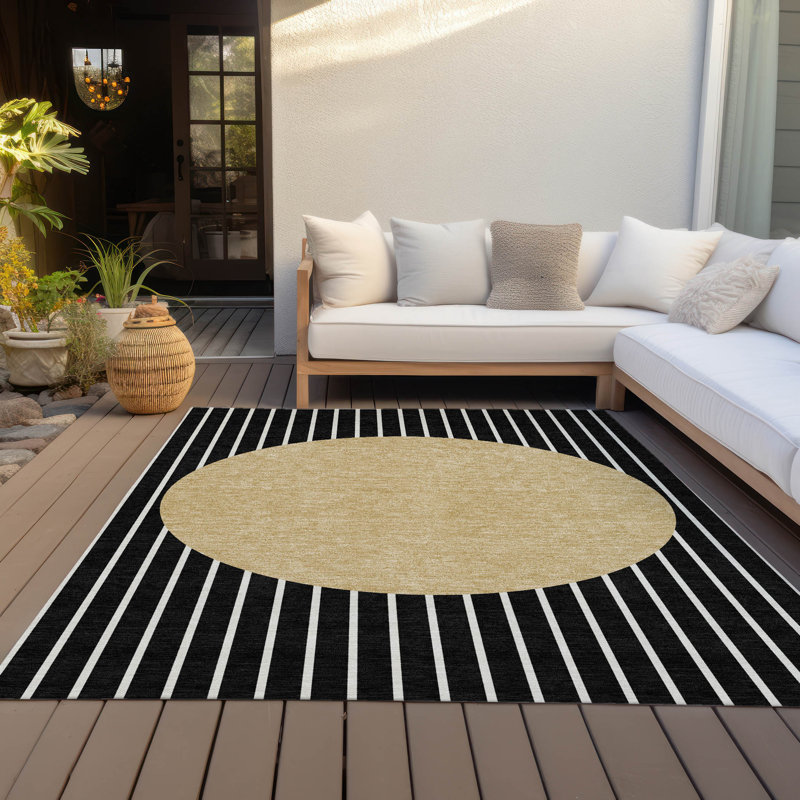 Tapis intérieur / extérieur noir Ember , 9 pi x 12 pi