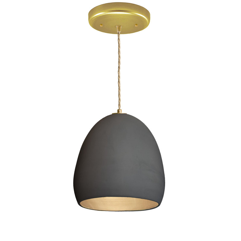Luminaire suspendu 1 lumière, Laiton, Noir mat, 104" H x 7" W x 7" D