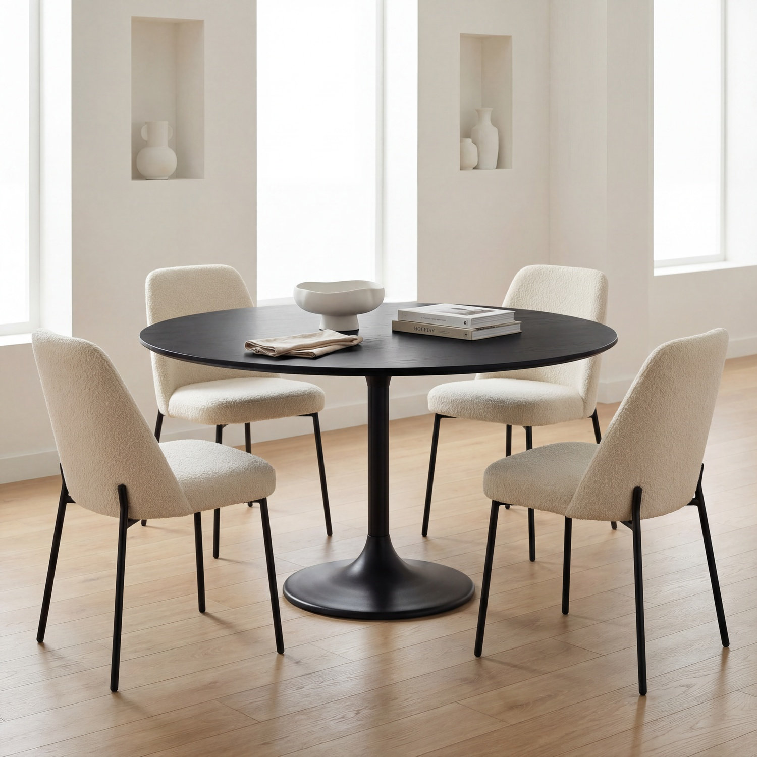 71" Acacia Dining Table, 30"H x 55"W x 55"D, Black