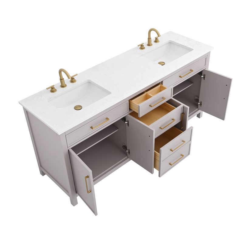 Wenniah 72" Double Vanity, Taupe/Brushed Bronze